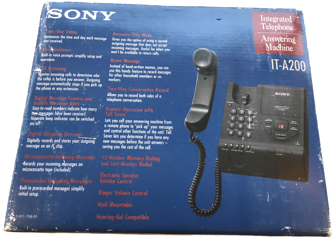 Sony Telephone Land Line ITA200 w/ Integrated Answering Machine Black