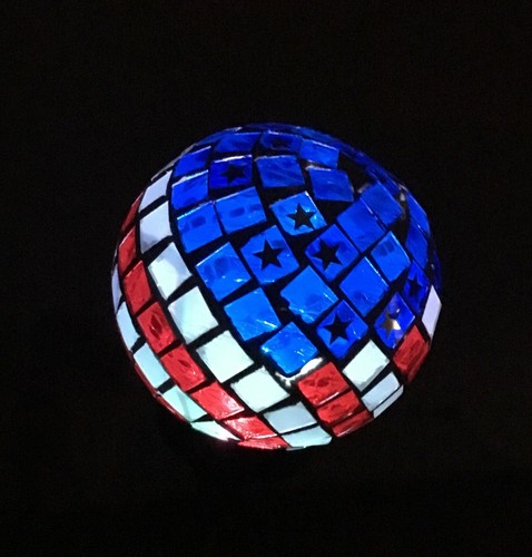 Solar USA Flag Glass Ball Garden Stake Color Change LED Light Outdoor Path Decor - Picture 9 of 12