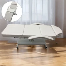 Hydraulic Massage Table Chair Bed Barber Tattoo Salon Spa 360°Swivel Pure White