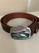 Buffalo Leather BROWN Thick Belt Interchangeable Belt Buckles All Sizes