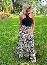 NWT ZARA 100 Cotton Printed Midi Skirt w/ Flounced Hem Ecru 5598/055 S,M,L 