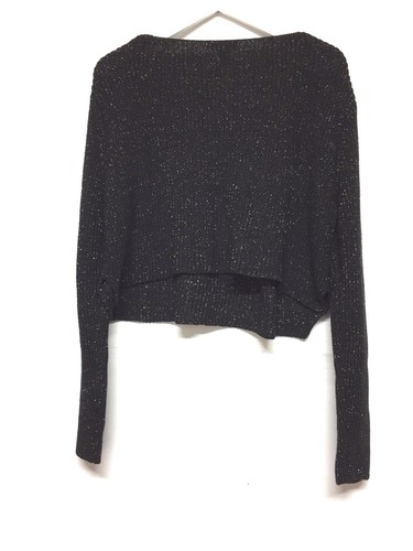 Body Central Women's Metallic Black Knit sweater Size XL NWOT - Picture 2 of 4