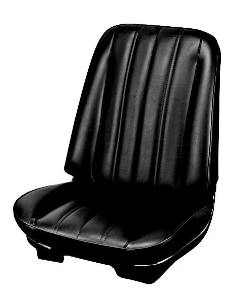 Chevy Chevelle 1966 cucharones delanteros y tapicería de asiento trasero negro hecho por TMI Foto 2 de 4