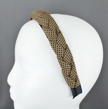 Brown Black braided headband soft fabric covered band grip teeth braid 1" wide