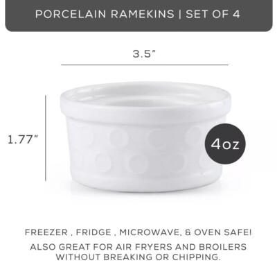 Small Ramekins oz Oven Safe White Embossed Porcelain