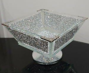 Relleno De Cristal De Diamante Brillante aplastado plata plata de cocina de casa Frutero