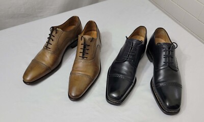 Harris Firenze 2 Pairs Leather Lace-ups Package - Black & Tan Brown - 8.5 & 9 US