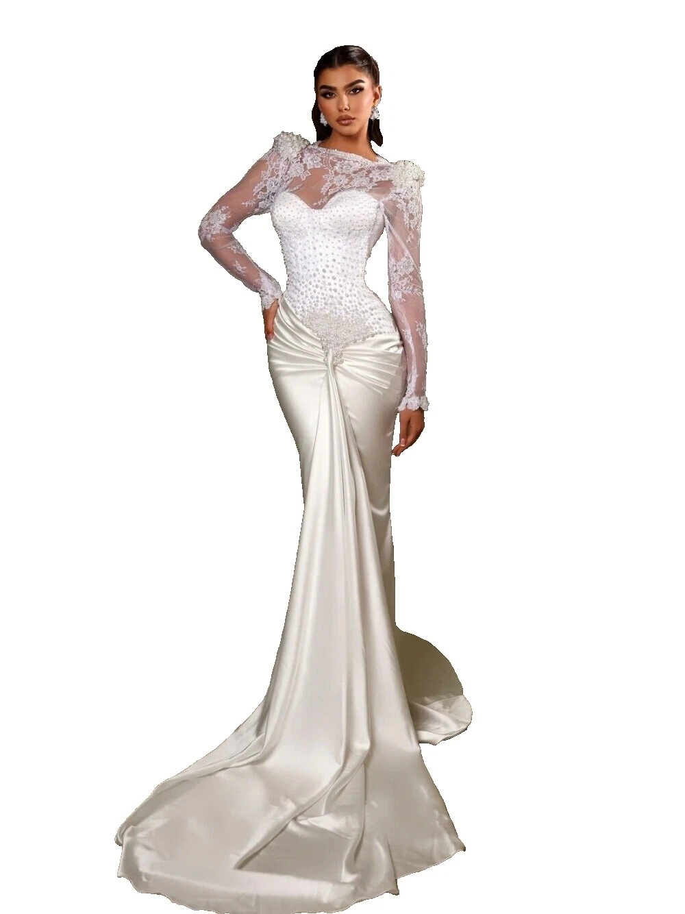 Vestido de encaje vestidos de fiesta s de Boda Corte Sirena y trompeta