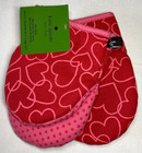 KATE SPADE MINI MITTS (2) SILICONE GRIP RED HEARTS  100% COTTON NWT