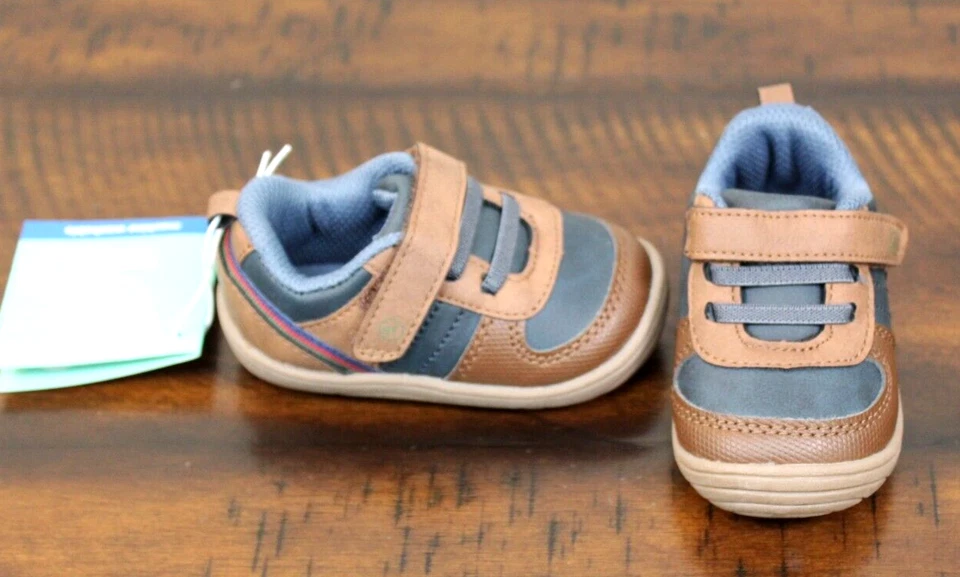NUEVAS ZAPATILLAS Stride Rite AZULES Niños Pequeños 4 Zapatos Medianos Marrón Lavable Foto 2 de 4