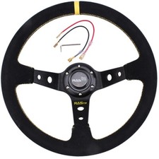14345mm Suede Leather Deep Dish 95mm Drifting Racing Jdm Steering Wheel Yellow