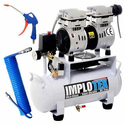 IMPLOTEX 850W Flüsterkompressor Kompressor inkl. Ausblaspistole + Druckluftschlauch