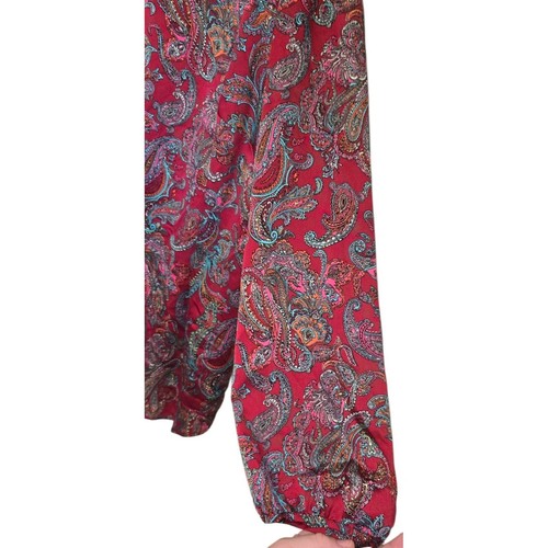 Camicetta Talbots donna taglie forti 2x rosso paisley stampa audace Henley Popover con volant - Foto 6 di 9