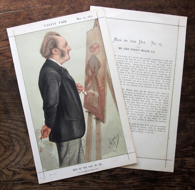 1871 John Everett Millais Vanity Fair Antique Print Ape Artist Pre-Raphaelite 