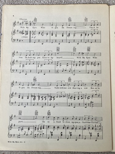 1943 WITH MY EYES WIDE OPEN I'M DREAMING Sheet Music PATTI PAGE by Gordon, Revel - Picture 3 of 4