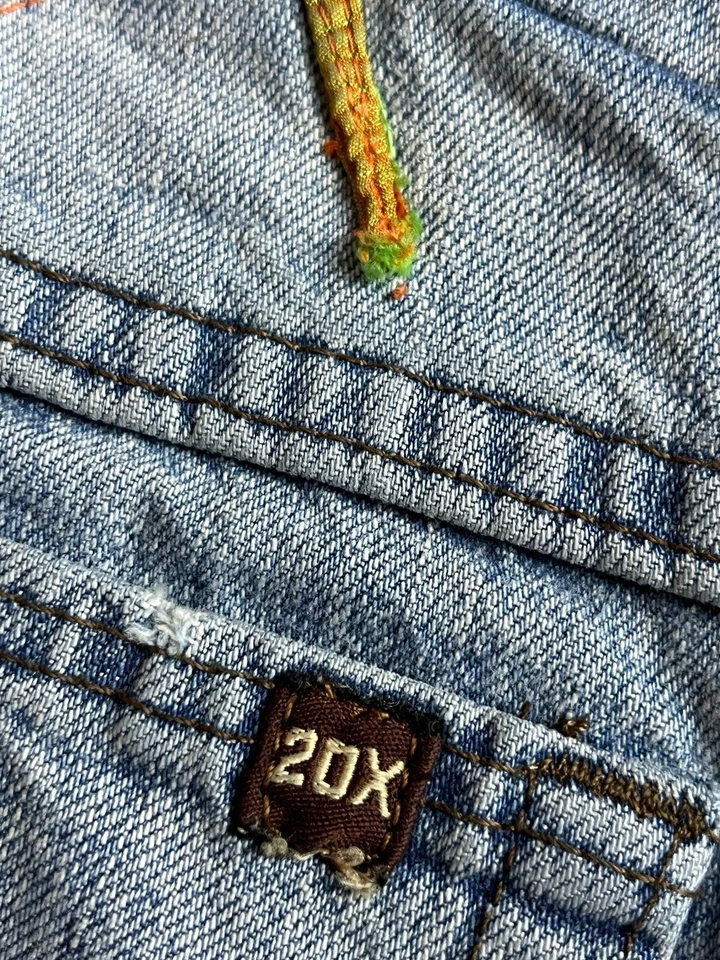 Jeans jeans feito à mão tiracolo bolsa estilingue estampa cereja forro Y2K ousado upcycled - Imagem 4 de 4