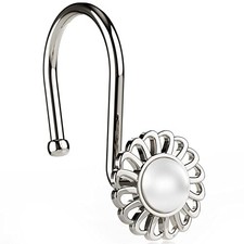 Shower Curtain Hooks Rings, Decorative Shower Curtain Hangers, Heavy Nickel