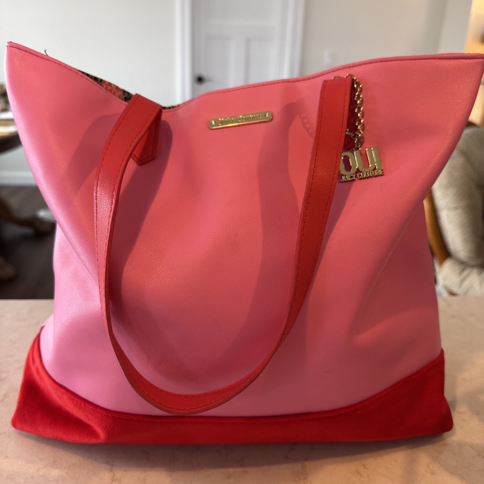 Juicy Couture Pink Tote Bag with Charm Logo Design