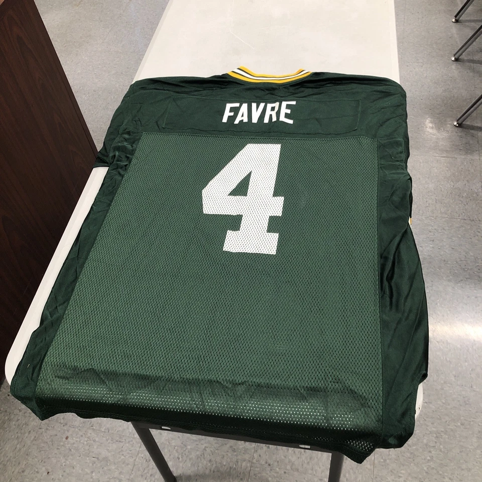 AUTÉNTICA CAMISETA REEBOK Green Bay Packers Brett Favre #4 para hombre equipo grande NFL Foto 2 de 4