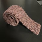 Vtg Rooster Knit Tie Mens Red Burgundy Rufflernit Square End Wool Mohair Skinny