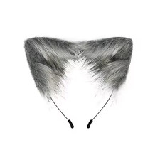 Share Faux Fur Cat Fox Ears Headband Furry Animal Hair Hoop Halloween Cosplay Co