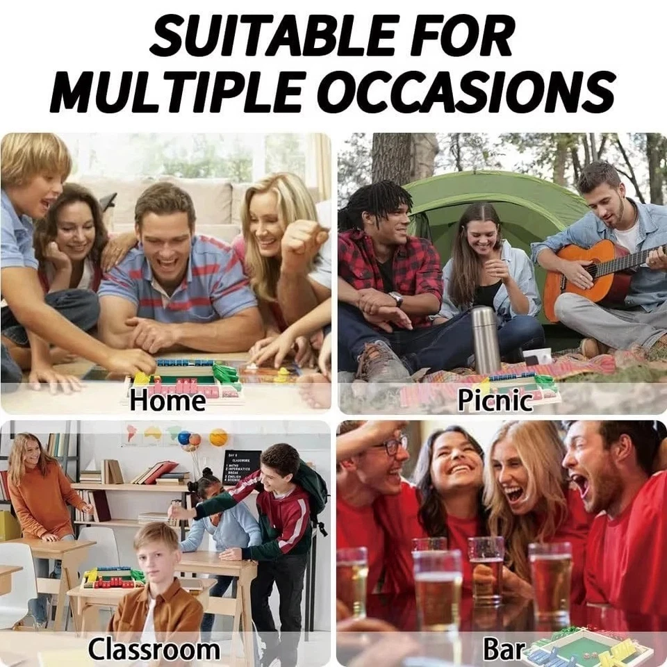 Wooden Dice Board Game Shut The Box for 4 Players Flaps & Dices Game Parent-chi* - Image 2 of 4