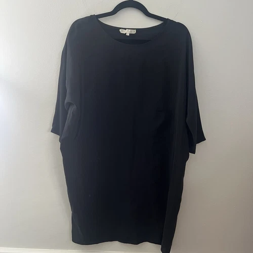Hatch Women’s Scoop Neck Mini Silky Dress 3/4 Sleeves Maternity Size Large Black