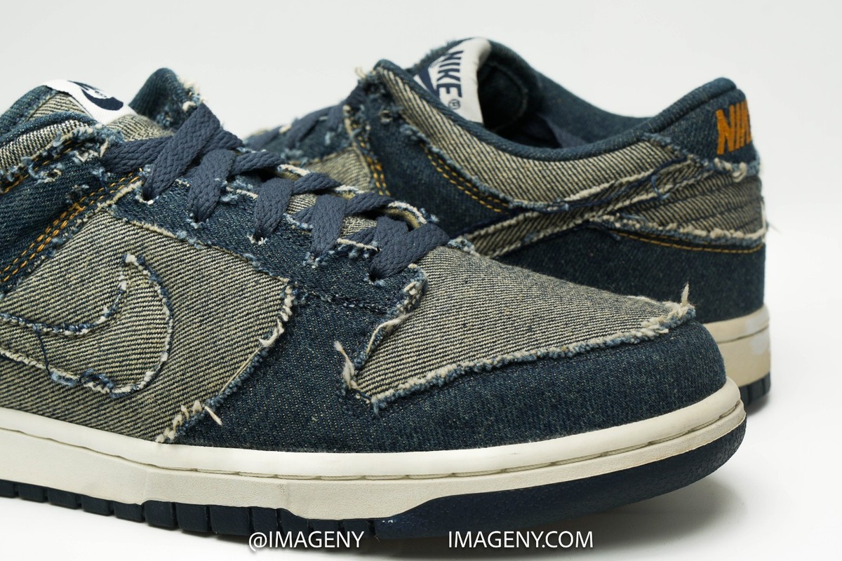 NIKE DUNK LOW 2006 USED SIZE 8.5 DENIM WHITE GOLD304714-441 | eBay