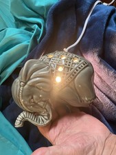 Ceramic Grey Elephant Night Light Trunk Up Tested