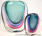 LOT 2 MURANO Multi-Color ART GLASS VASES SIGNED Vetro Artistico 7.5", 11.25"