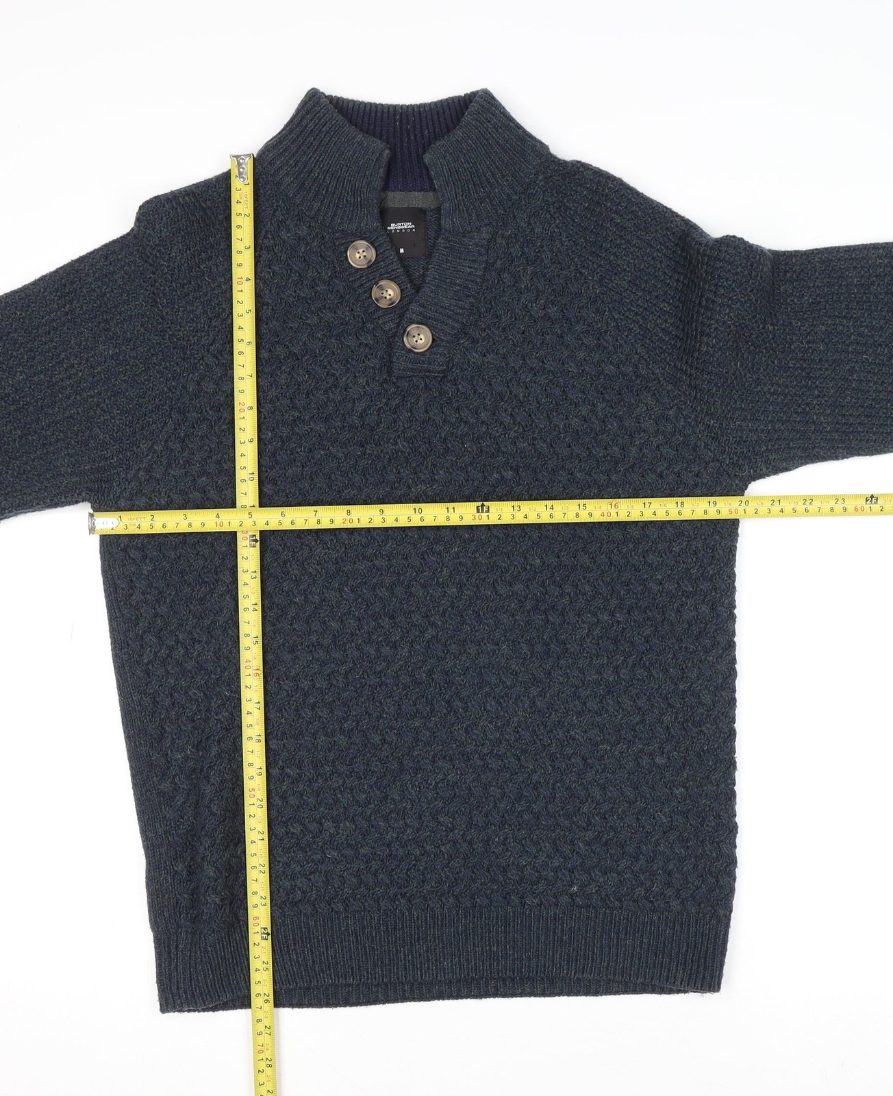 Burton Menswear London Mens Henley Jumper Size M Blue High Neck Long Sleeve image 3