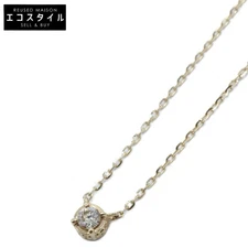 Agete K10 0.03ct 1P Diamond Necklace Yellow Gold Ladies Accessories Jewelry