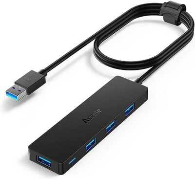 Aceele USB Hub 3.0 Splitter with 4Ft Extension Long Cable Cord, 4-Port Ultra-Sli