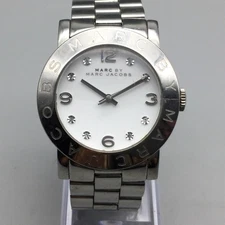 Marc By Marc Jacobs Stainless Steel Watch 36mm Women White Dial New Battery 6.5"
