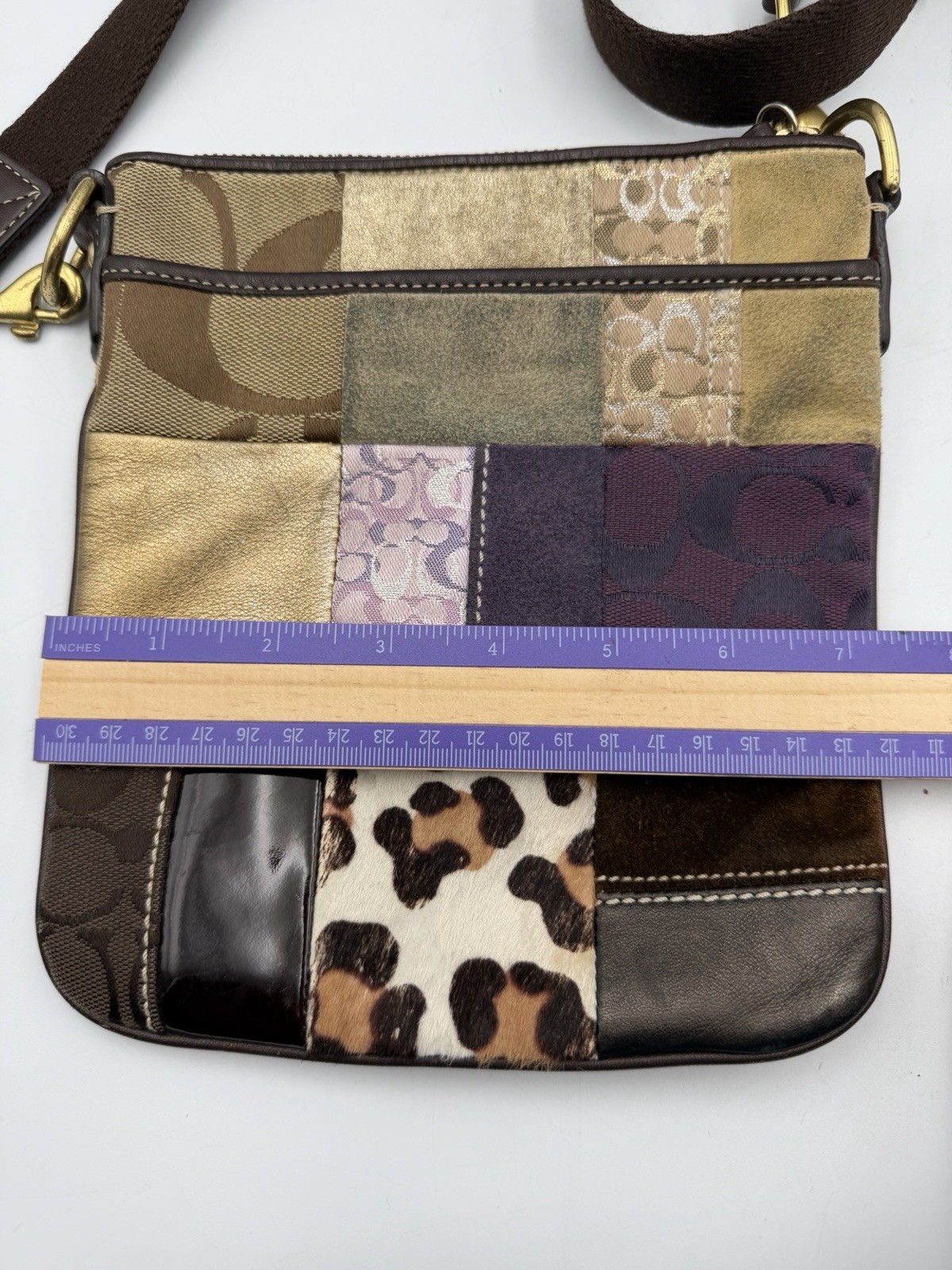 Coach Patchwork Crossbody Bag Brown Multi Leather… - image 14