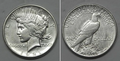 X7377  1921 Peace Dollar, XF details, cleaned