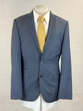Express Men's Dark Blue 100 Wool Blazer 38R 295 Two Button Slim Fit