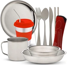 Stainless steel tableware mass kit (Red)
