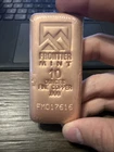 10 oz Copper Bar .999 Fine Frontier Mint Sealed w/ COA And Serialized