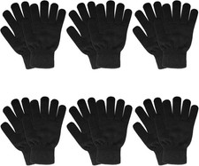 6 Pairs Winter Gloves for Women Men's Warm Knit Gloves for Clod Weather Black Ma