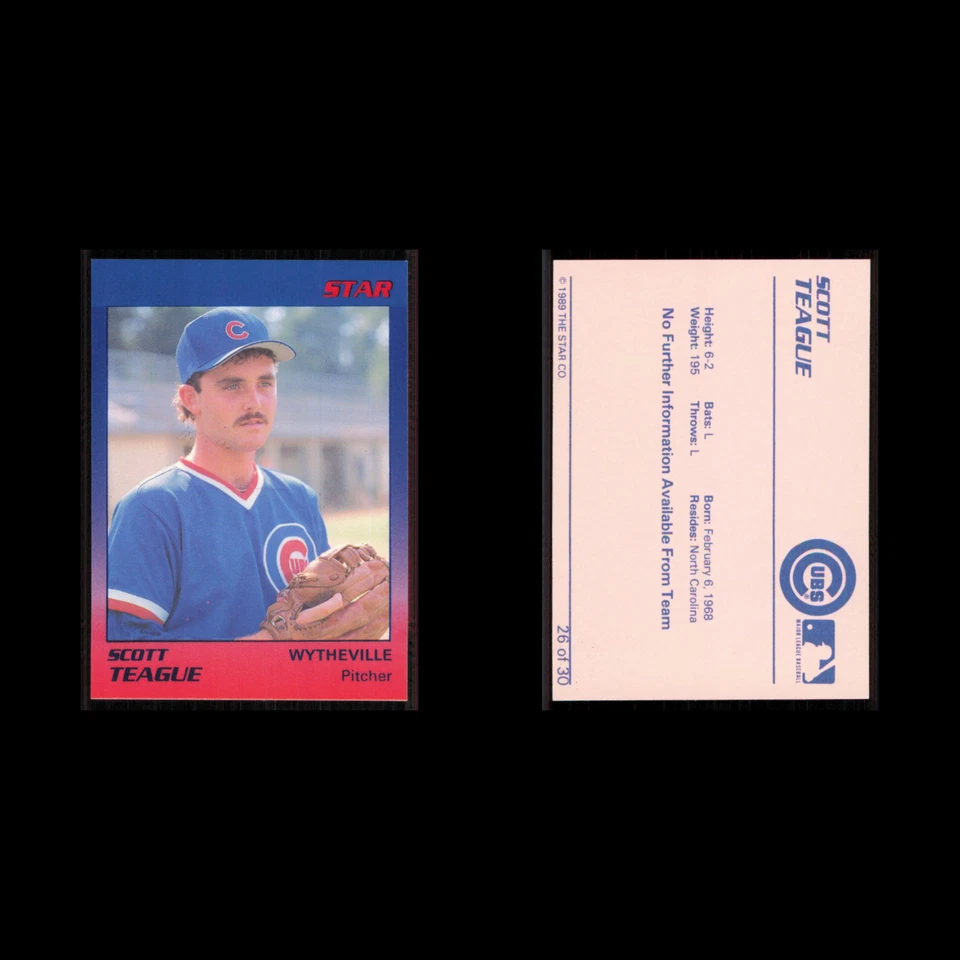 Scott Teague #26 1989 Star Minor league Wytheville Cubs Baseball Card MLB NM - Image 3 of 3