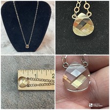 925 Sterling Silver Faceted Crystal Pendant Necklace 18 Inch