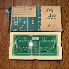 Vintage Lady Luck Ash Tray Casino Craps Table Gambling Decor Gold Arrow Products