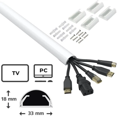 2x Hama ALU Kabelkanal 2,2m Kabelleiste Sockel Wand Boden Aufputz TV PC Kabel - Bild 1 von 4