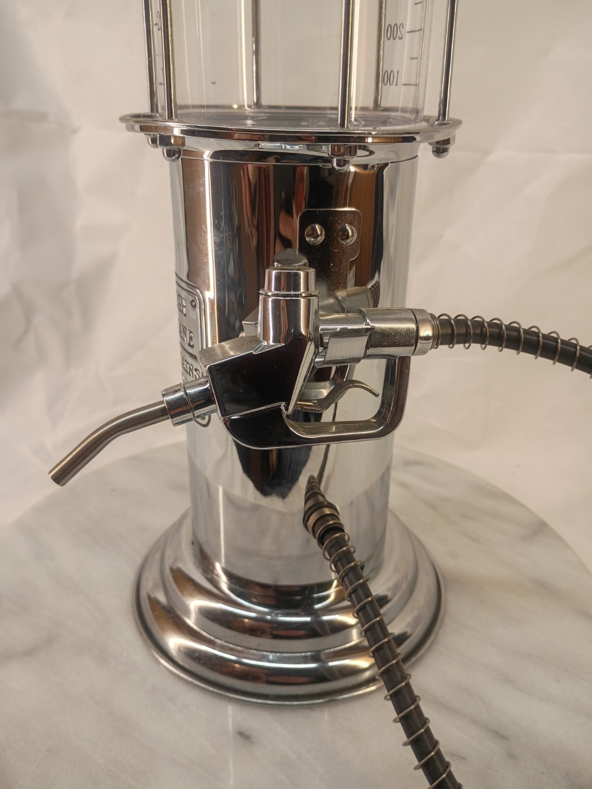 Gas Pump Bar Liquor Dispenser Godinger Fill 'Er Up Chrome 30 ounces 19" Tall