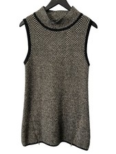 Cliché Tunic Sweater Dress Size Large Sleeveless Chevron Wool Blend Comfort Knit