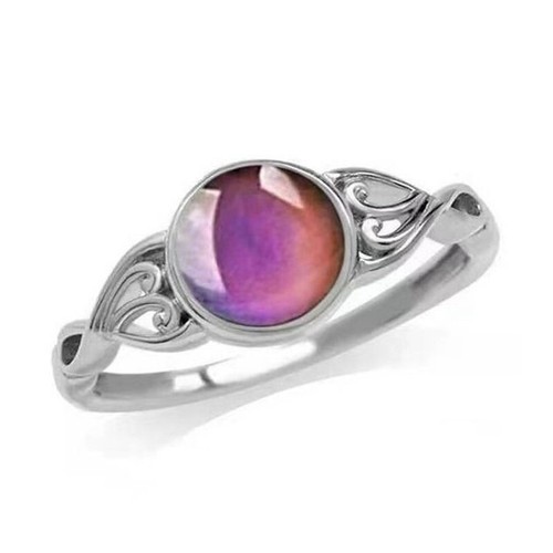 Anillo redondo con control de temperatura cambio de humor para mujer sensación cambiable de color - Imagen 16 de 16