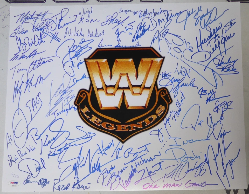 Bret Hart Hulk Hogan Shawn Michaels +46 WWE Legends Signed 16x20 Photo PSA/DNA - Image 2 of 4