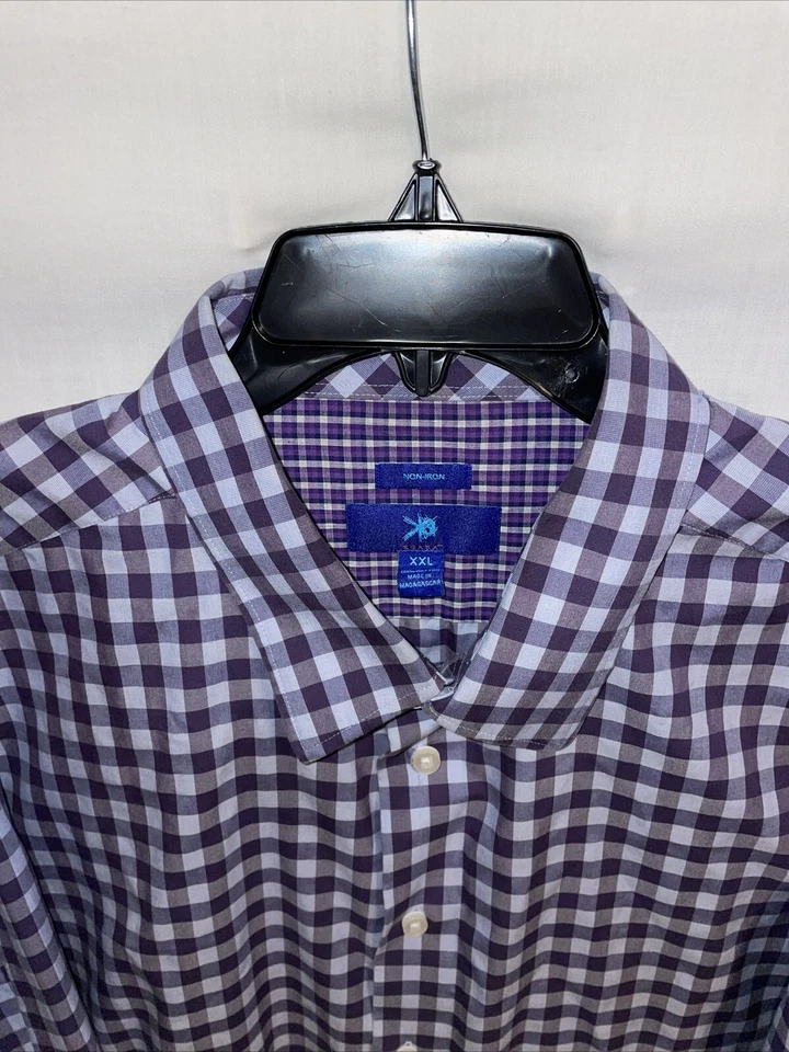 Camisa de vestir Egara para hombre talla 2XL púrpura a rayas negocios formal ciudad boda Foto 3 de 4