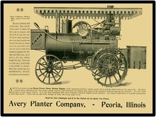 Vtg. Look 1898 Avery Planter CoNew Metal Sign: 22 HP Straw Burner Engine